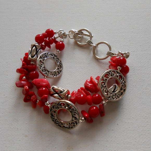 Firecracker Red Necklace and Bracelet Set - Picture 2 of 6